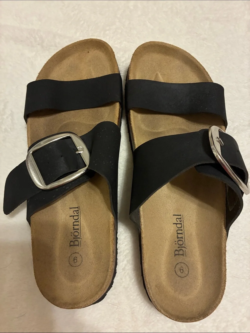 Black Buckle Slide Sandals